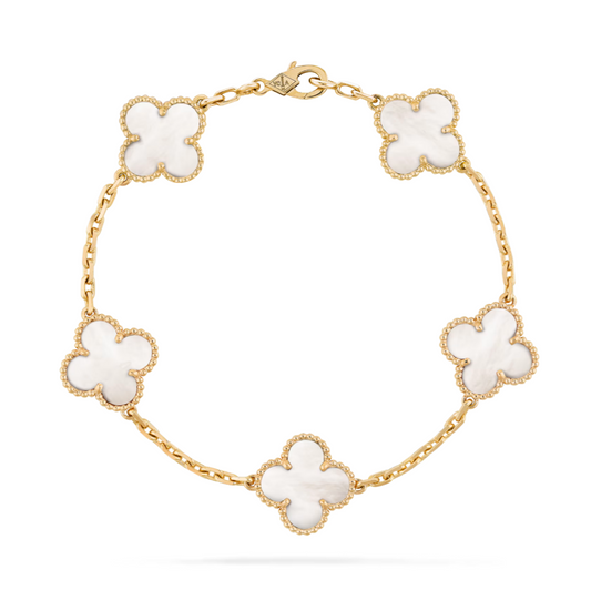 Four Leaf Clover Bracelet - White Pearl