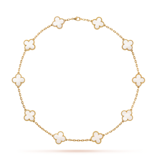 Four Leaf Clover Necklace- White