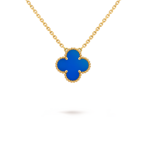 Four Leaf Clover Necklace- Blue