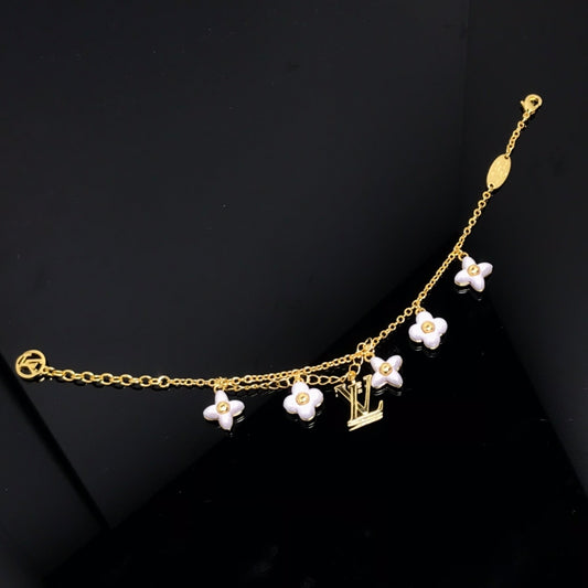 Flower Charm Bracelet - Gold